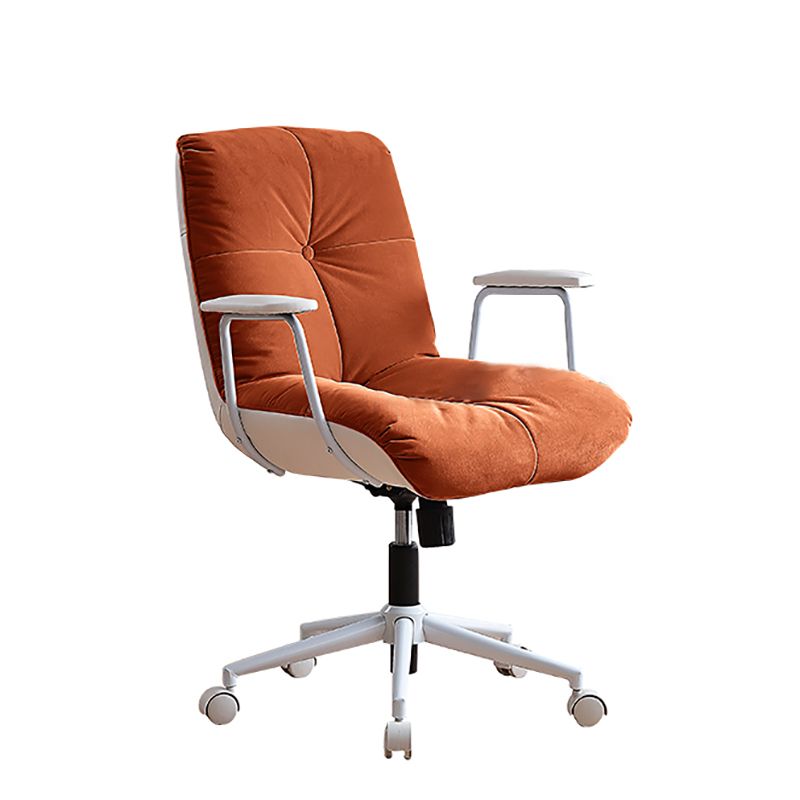 Padded Arms Swivel Office Chair Modern Mid Back Tufted Desk Chair