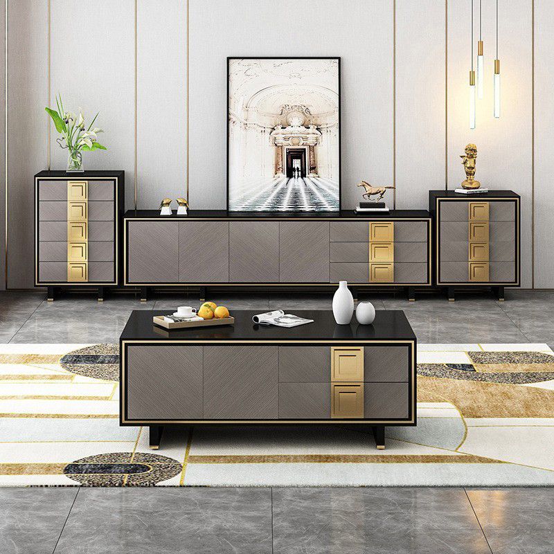 Glam TV Media Console Wood Media Console TV Stand with 3 Drawers