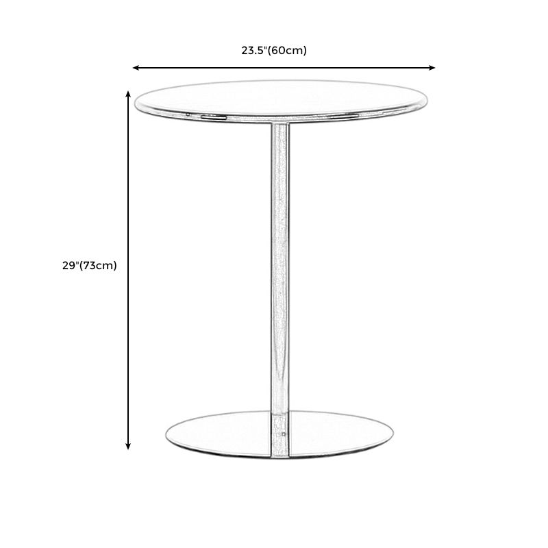 Round Metallic Side Table Contemporary Pedestal Side End Table