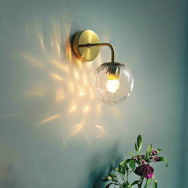 Metal 1-Light Wall Lamp in Modern Style Globe Glass Wall Light for Bedroom