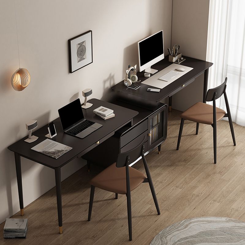 Contemporary Style Wood Office Desk Rectangular Shape Task Desk with 4 Drawers for Home