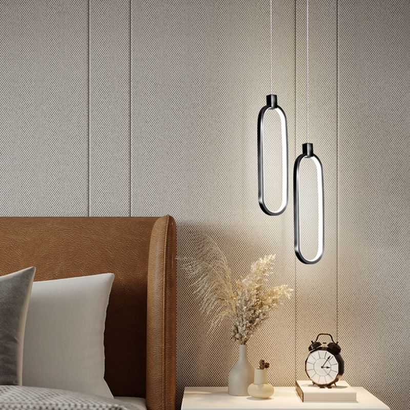 Oval Shape Metal Hanging Light Modern Style Multi Lights Hanging Light Fixtures