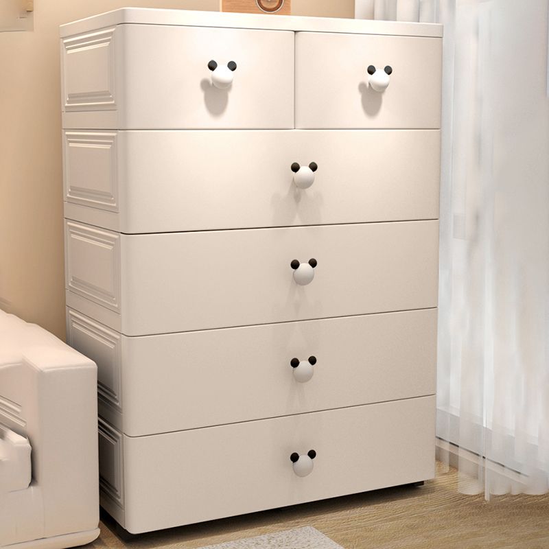 Scandinavian Kids Nightstand Plastic Chest Nursery Dresser with 6 Drawers