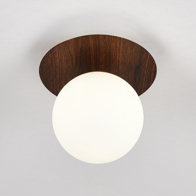 Modern Simple Ceiling Lamp Ball Shape Wood Grain Ceiling Light for Bedroom