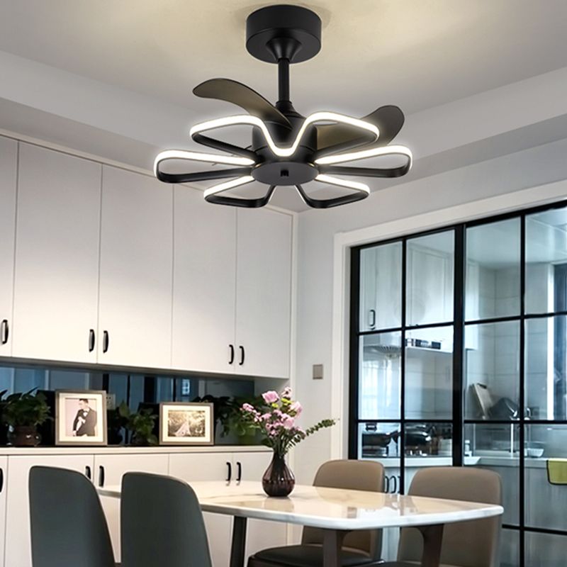 Linear Shape Metal Ceiling Fans Modern Style 1-Light Ceiling Mount Fan Fixtures