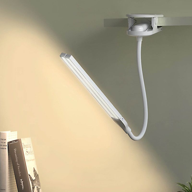 Macaron Linear Clamp-on Desk Lamp Plastic Kids Bedroom LED Study Light with Flexible Arm