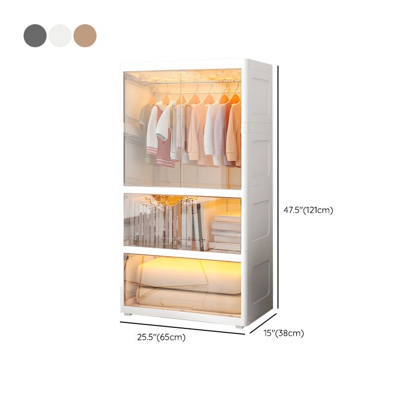 Modern Plastic Wardrobe Cloth Rod Included Kids Closet without LED Light