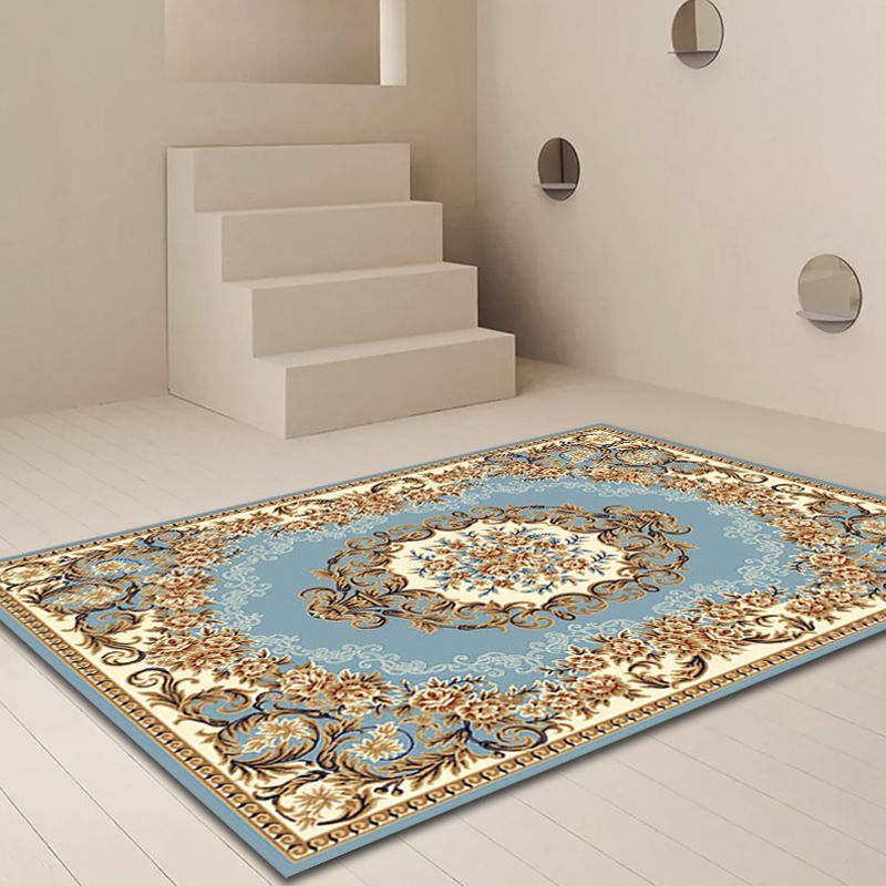 Unique Multicolor Flower Pattern Rug Polyester Vintage Area Rug Pet Friendly Washable Anti-Slip Rug for Sitting Room