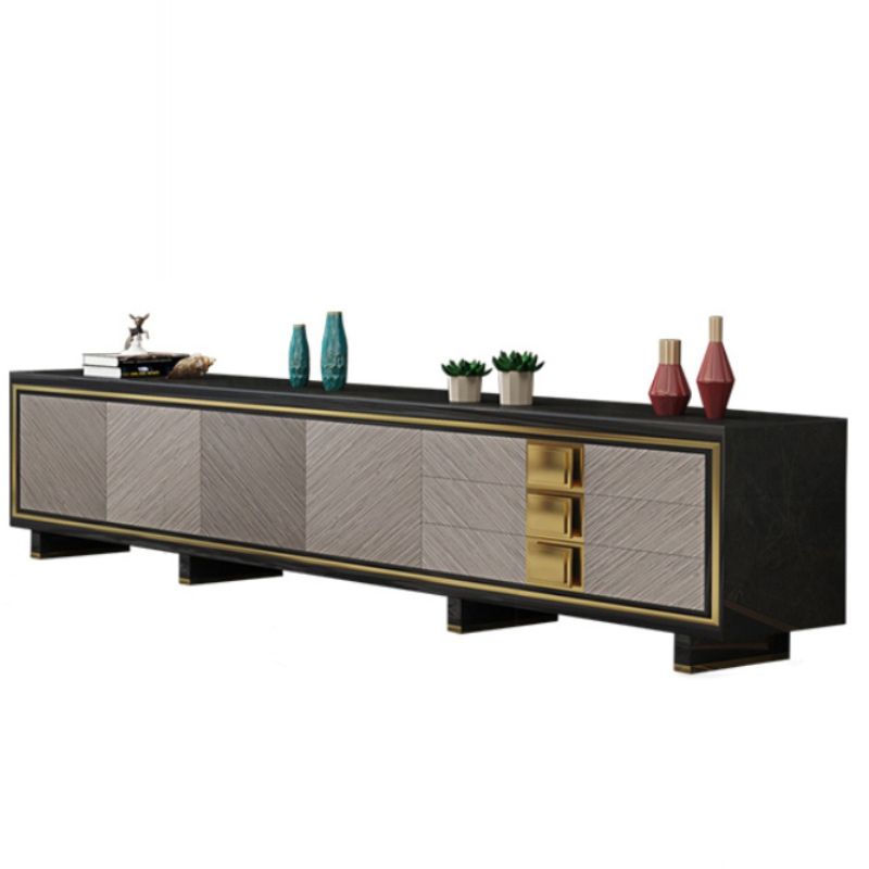 Glam Media Console TV Stand Glass TV Media Console with Drawers