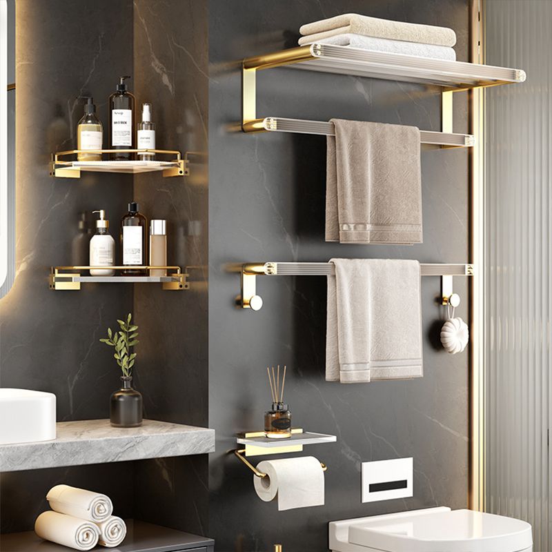 Bathroom Accessory Set in Gold Metal and Acrylic Bath Hardware Set