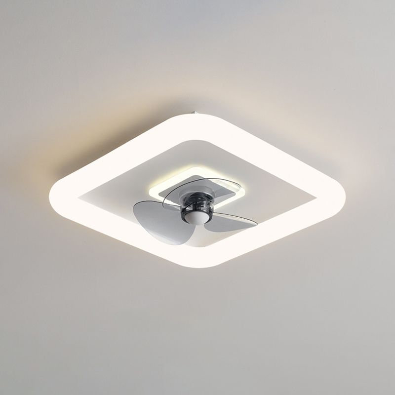 Simplicity Geometric Ceiling Fan Acrylic Bedroom LED Flush Mount Ceiling Light in White