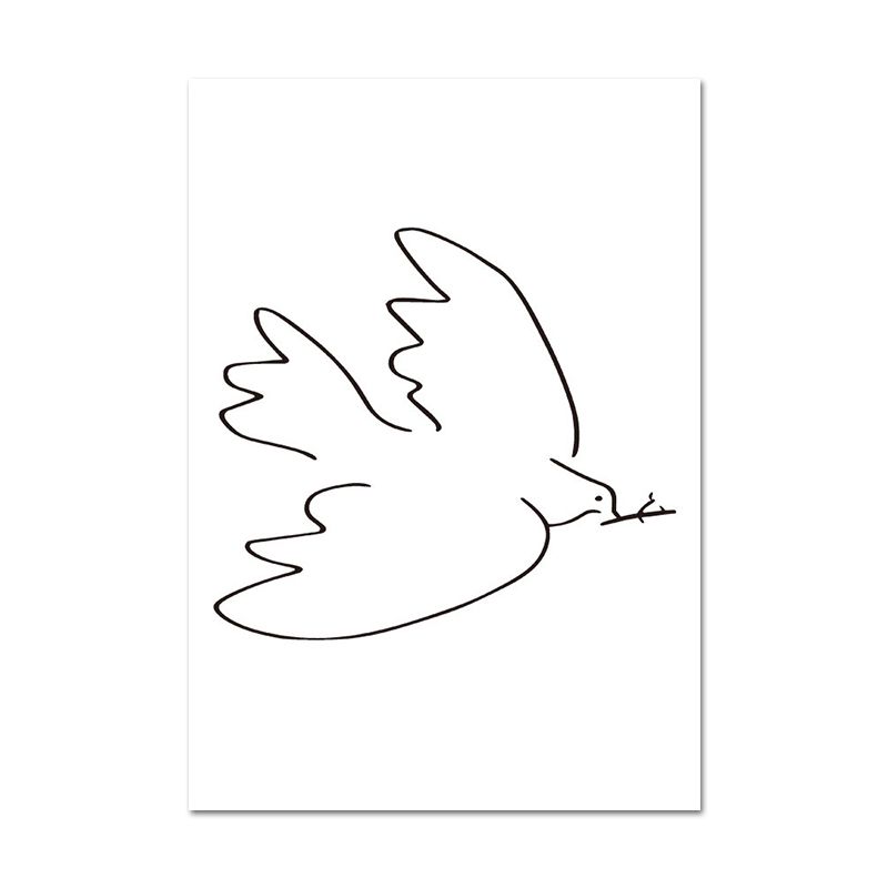 Canvas White Wall Decor Scandinavian Style Charcoal Drawings Flying Bird Painting