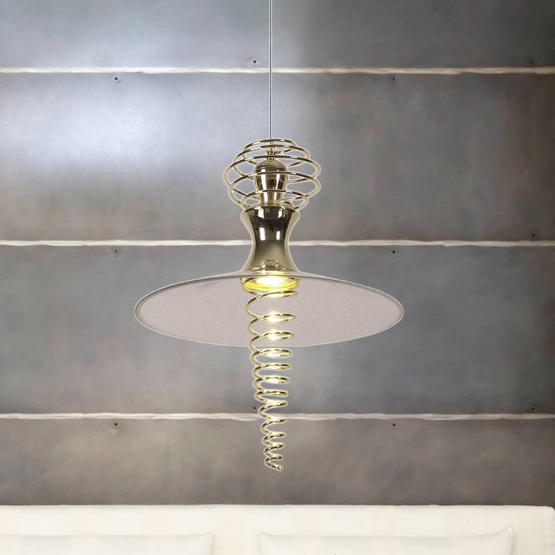 Spiral Hanging Lamp with Flared Shade Modern Creative Metal Modern 1 Light Chrome/Gold Living Room Pendant Light