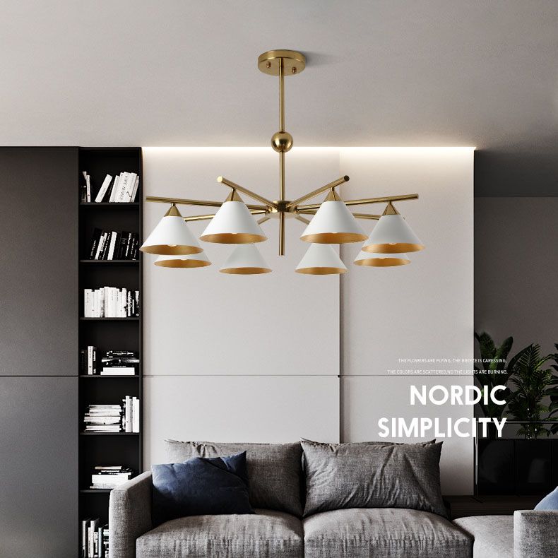 Modern Simplicity Cone Chandelier Light Fixtures Metal Hanging Pendant Lights for Living Room