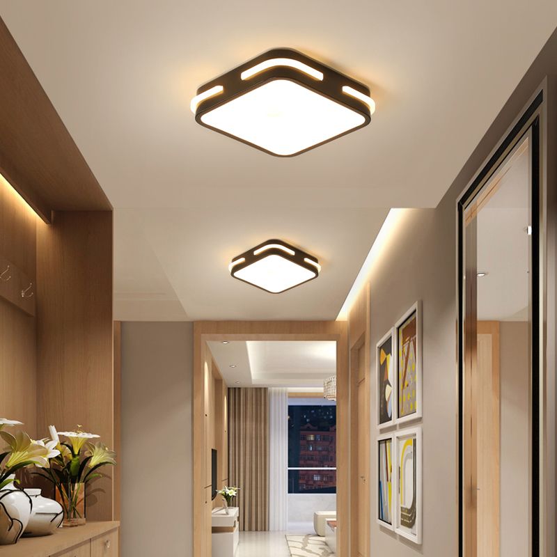 Simple Small Flush Ceiling Light Acrylic Corridor LED Flush Mount Fixture in Black