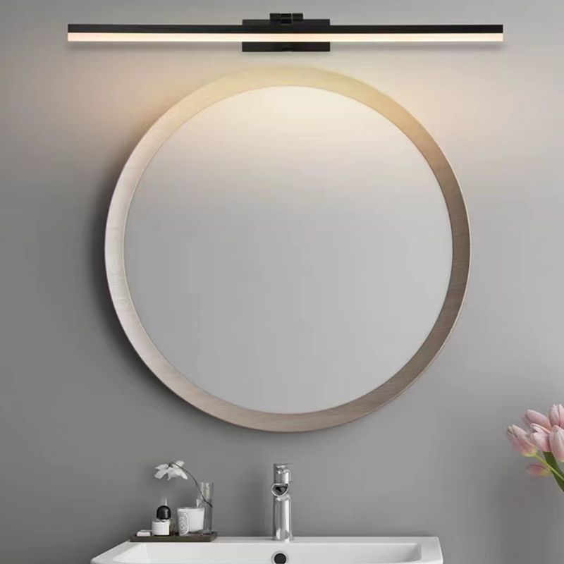 Postmodern Aluminum Vanity Light Straight Black LED Mirror Light for Bathroom