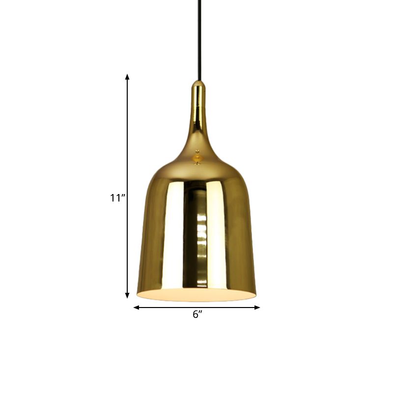 Bell Living Room Hanging Light Style industriel Iron 1-Bulb Gol Finition Finition Plafond Suspension Lampe