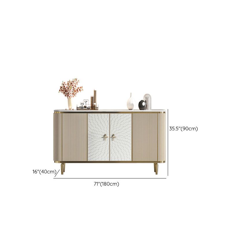 Glam Sideboard Marble Storage Sideboard Buffet with Doors for Dining Room