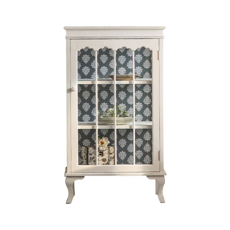 Traditional Solid Wood Curio Cabinet Glass Doors Hutch Buffet for Bedroom