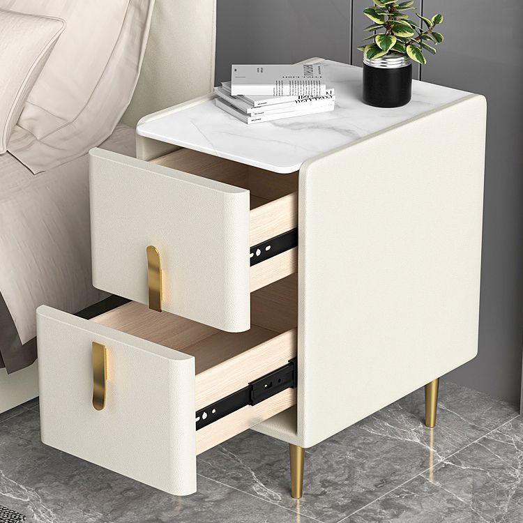 19.69" Tall 2-Drawer Stone Night Table Legs Included Solid Wood Bedside Cabinet