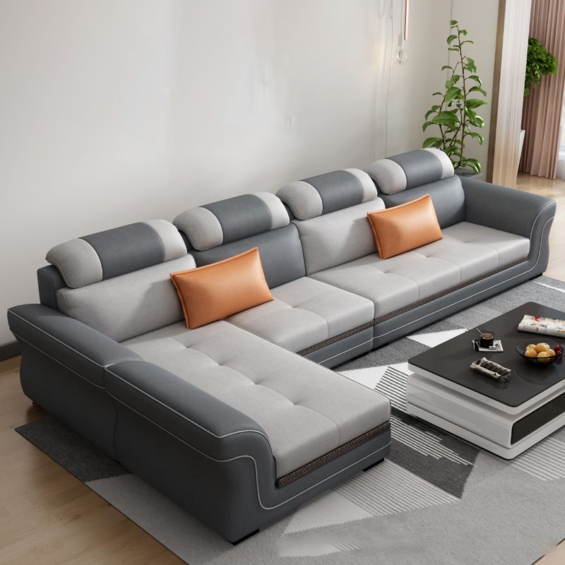 Flared Arms 4-Seater Sectional with Pillow Back Cushions for Apartment