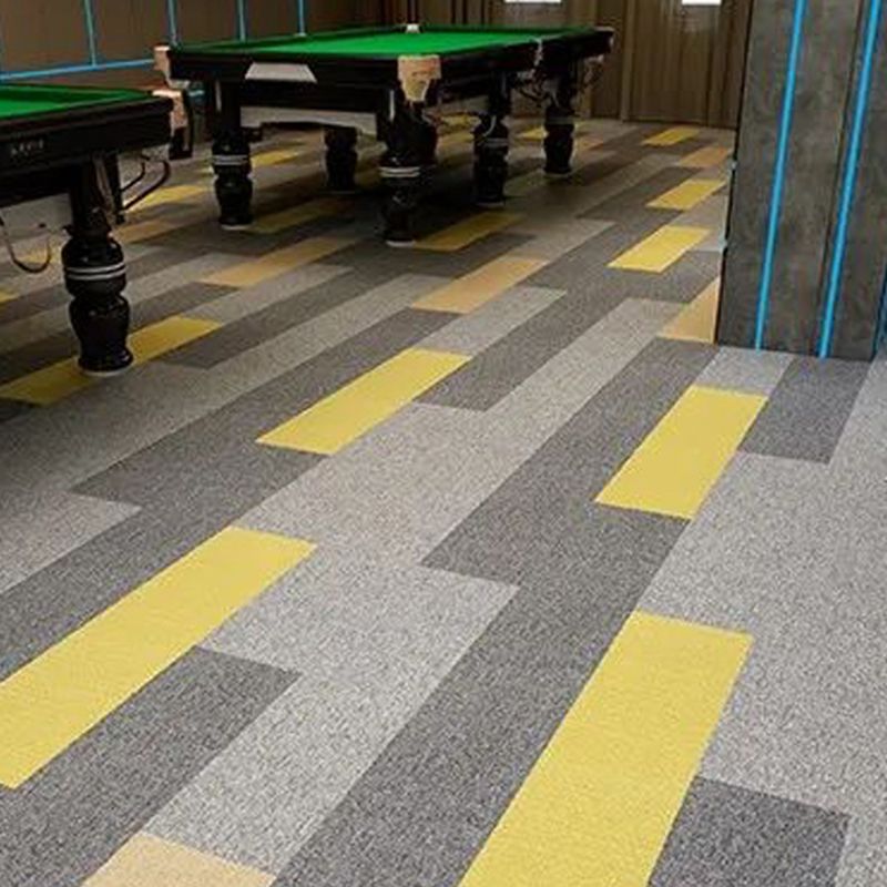 Modern Carpet Tile Level Loop Striped Print Interlocking Non-Skid Tiles and Carpet