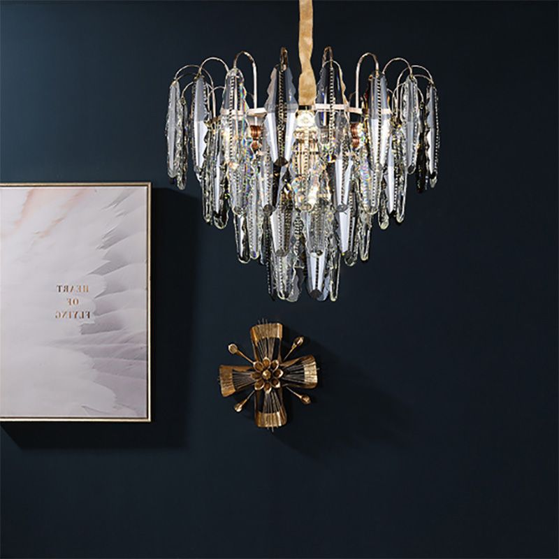 Willow Shape Bedroom Chandelier Clear Crystal Multi Lights Contemporary Ceiling Pendant Light