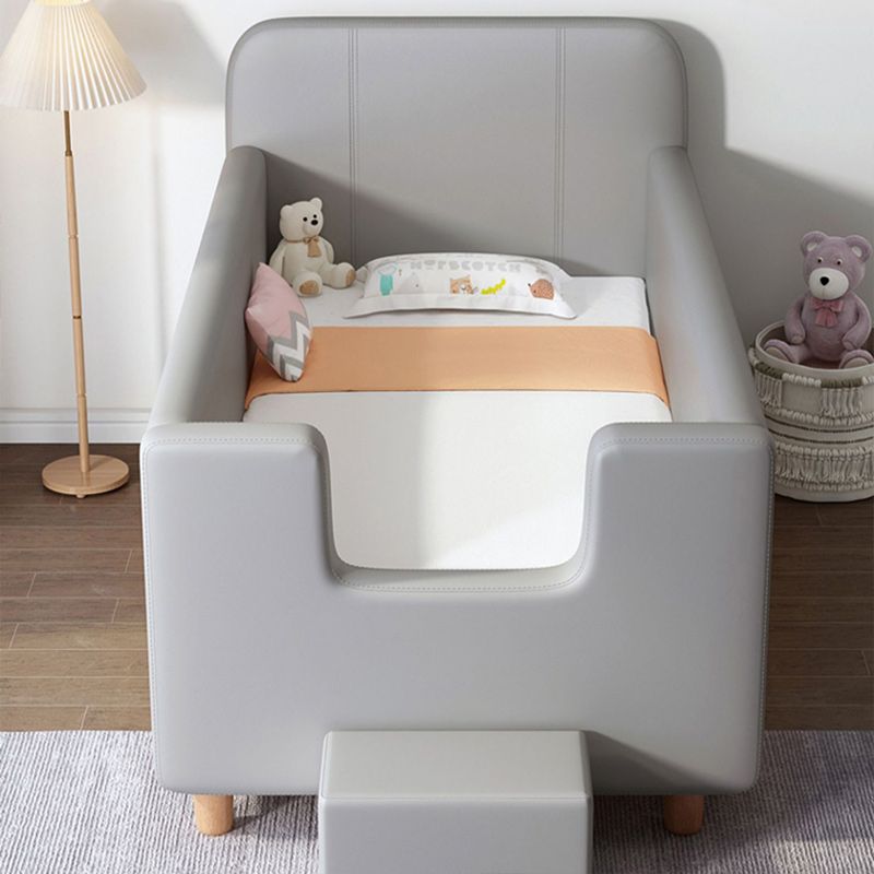 Modern Grey Nursery Crib Rectangle Wooden Upholstered Baby Crib