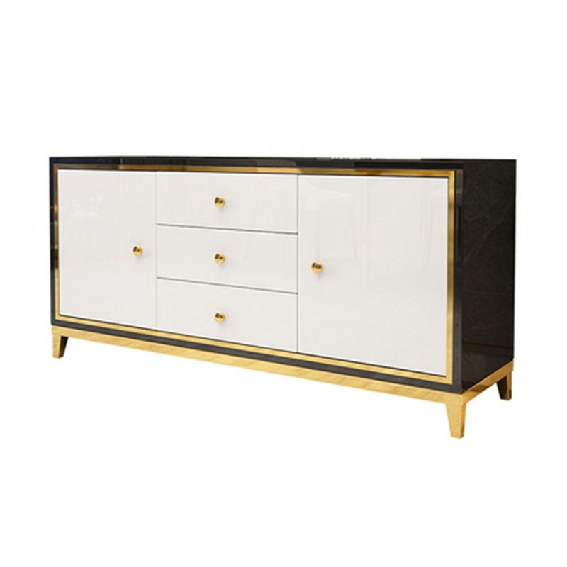 Glam Cabinets Mirrored Buffet 3 Drawers and 2 Doors Buffet Sideboard