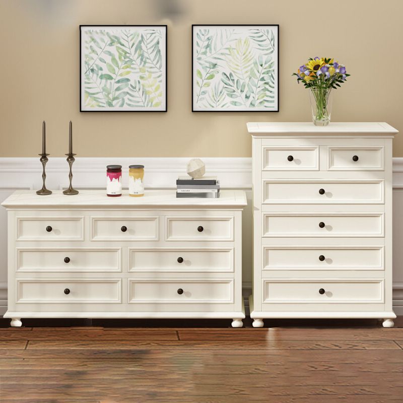 Scandinavian White Wooden Storage Chest Drawers Included for Home