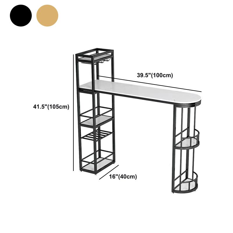 Stone Top Bar Table 42-inch Height Top Glam Style Bistro Table