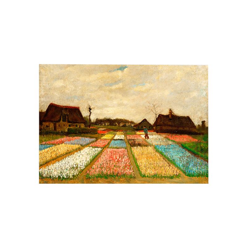 Farmhouse Bulb Fields Painting Canvas Art Brown Textured Wall Decor for Family Room