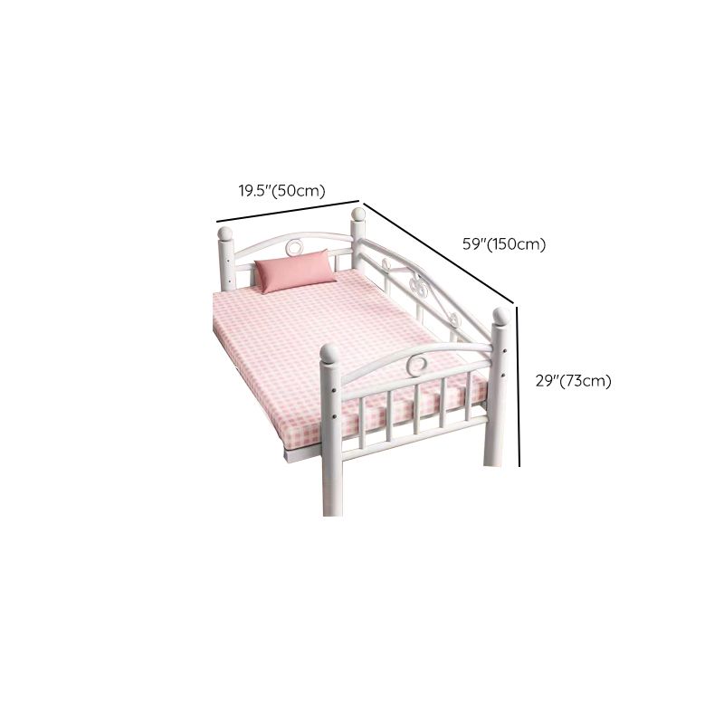 Metal Nursery Crib White Industrial Nursery Bed with Guardrail