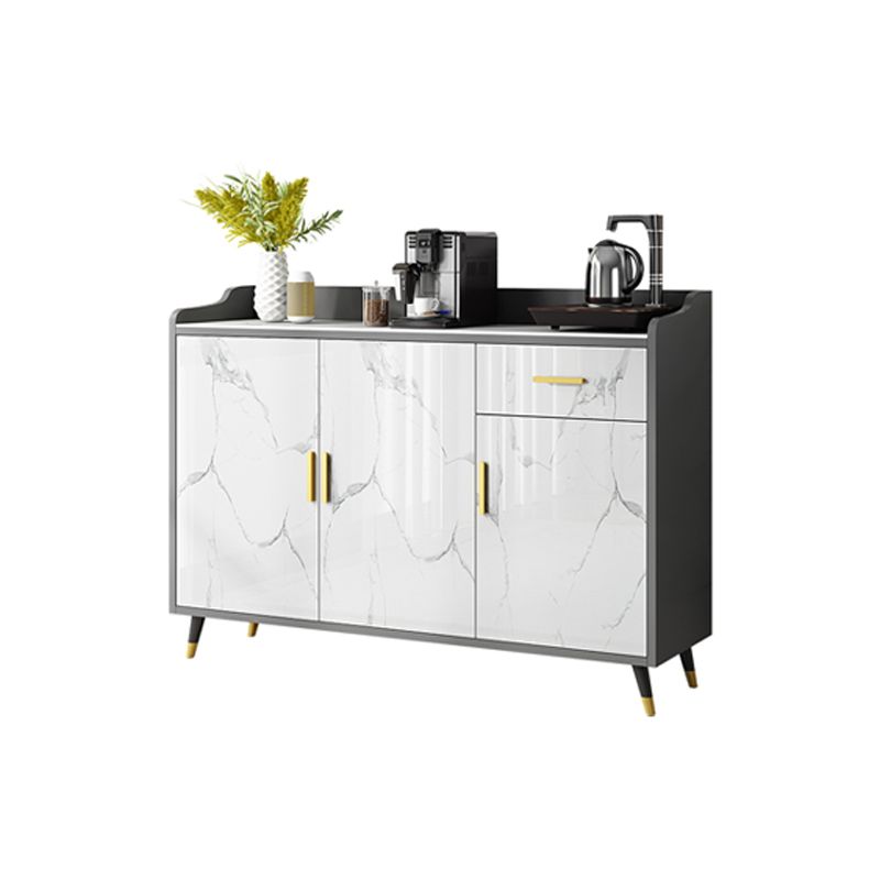 1-Drawer Engineered Wood Sideboard Glam Stone Countertop Credenza for Living Room