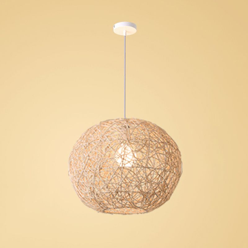 Asiatischer Stil Global Hanging Anhänger Lichter Rattan Faser 1 Licht Deckenlampe