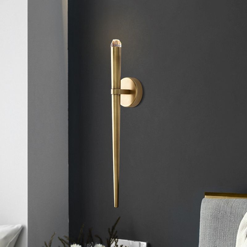 Metal Modern Wall Sconce Linear Shape Vanity Lamp with Crystal Shade for Bathroom