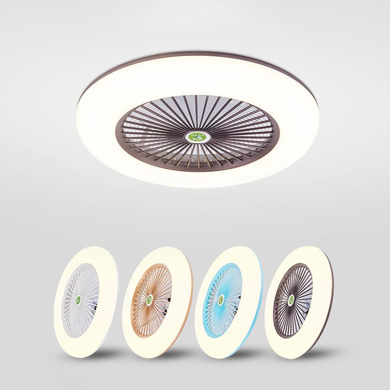 5 lame rotonde ventilatore a soffitto a soffitto leggero in metallo lampada a monte semifulpa a LED NORDIC