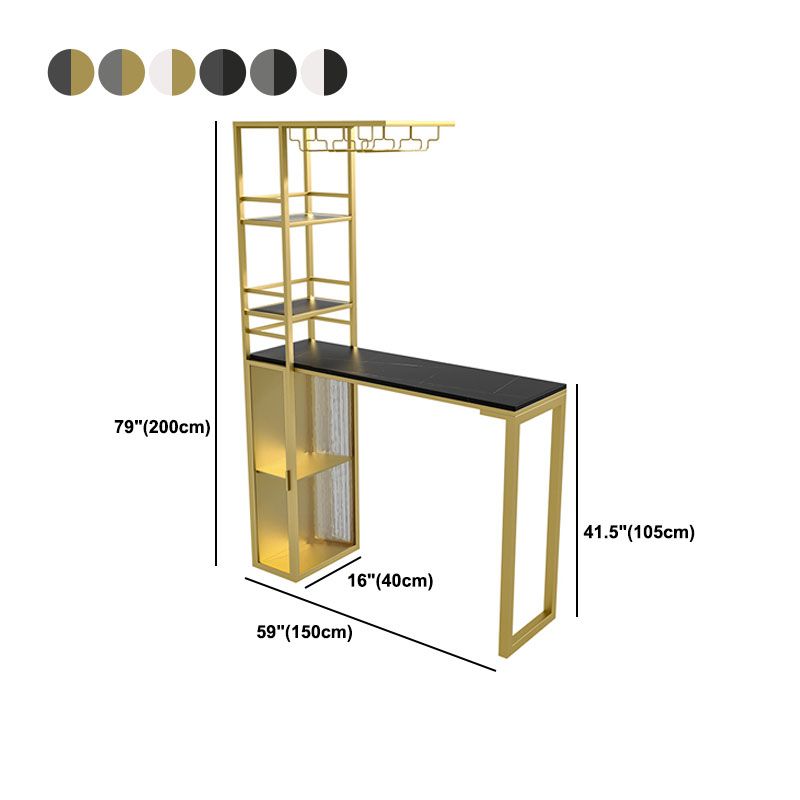 Stone Bar Dining Table Modern Bar Table with Double Pedestal for Living Room Balcony