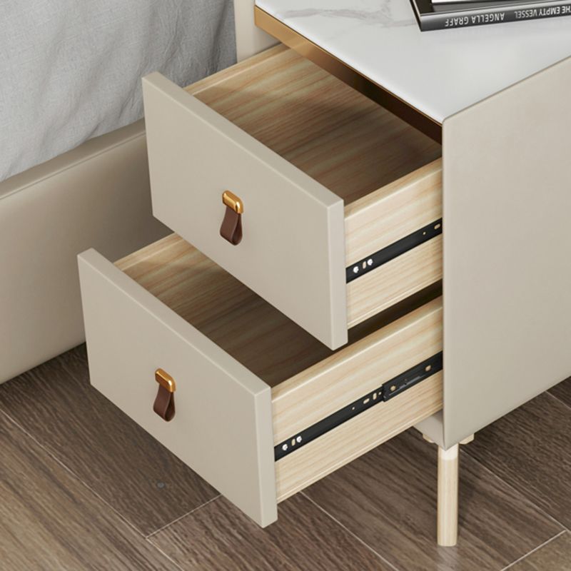 Contemporary Night Table Solid Wood Bed Nightstand with 2 Drawers