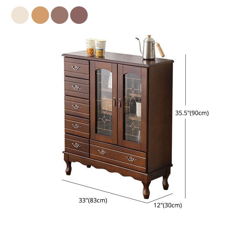 Solid Wood Glam Style Sideboard Door and Drawer Sideboard for Living Room