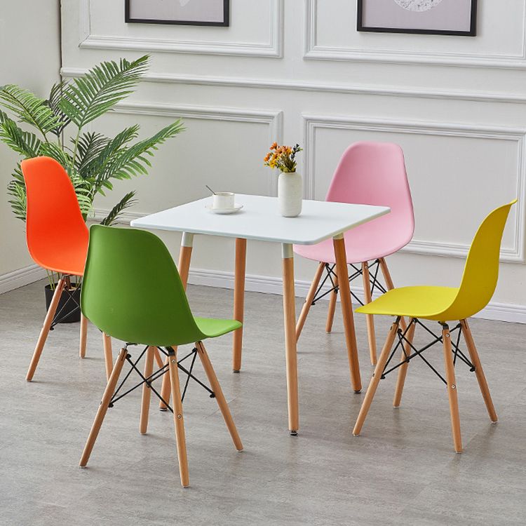 Contemporary Style Plastic Dining Room Chair Home Side Solid Back Armless Chair for Kitchen