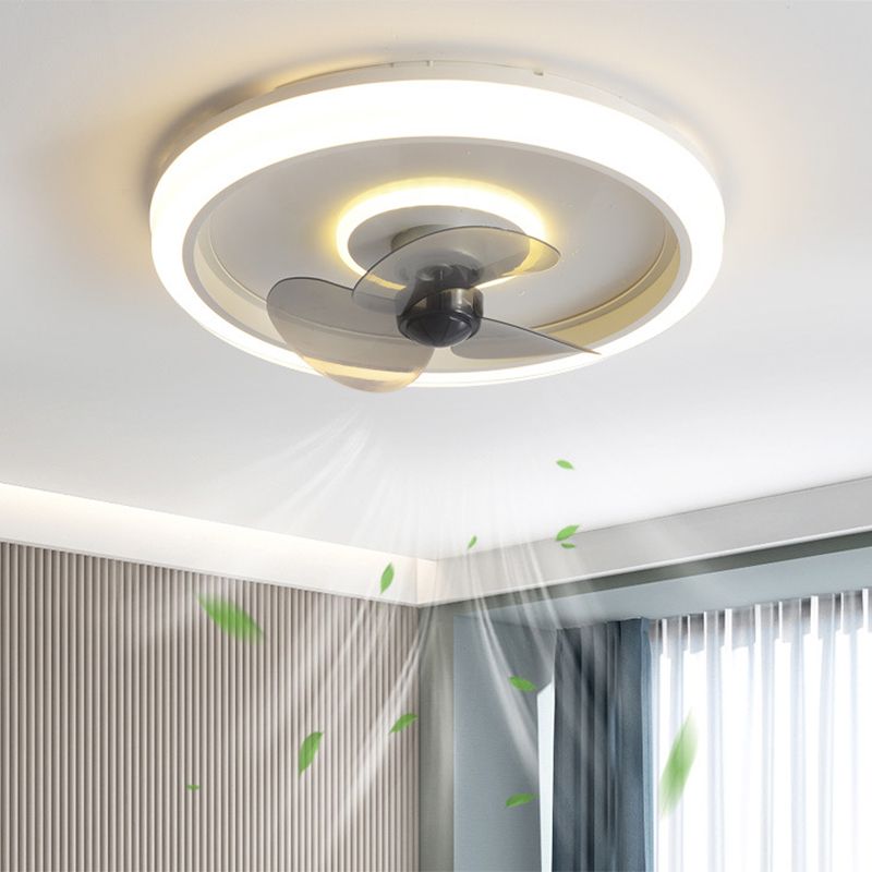 Round Shape Metal Ceiling Fan Modern Style 2 Lights Ceiling Fan Lamp