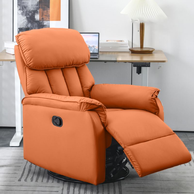 Contemporary Solid Color Standard Recliner with Arms in Faux Leather/Linen Blend