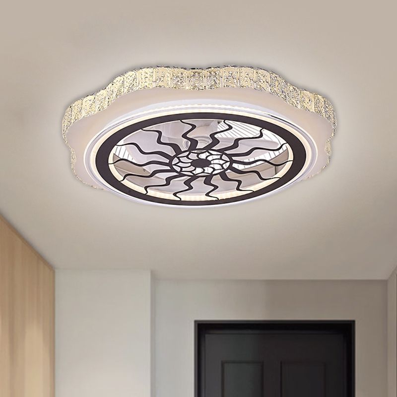 Sunflower/Plum Blossom/Star Patrón colgante Luz de ventilador Modernos de corte rectangular de 23.5 "W LED White Semi-Flush Monte