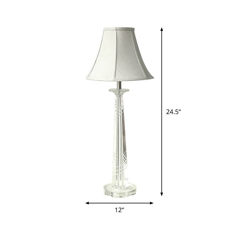 Cream Gray Bell Nightstand Light Contemporary 1 Bulb Clear K9 Crystal Night Lighting for Bedroom