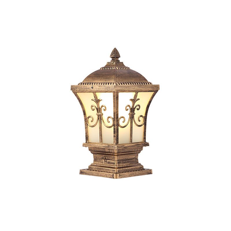 Acrylic Flared Shade Pillar Lamp Traditional 1-Light Outdoor Post Lighting Fixture