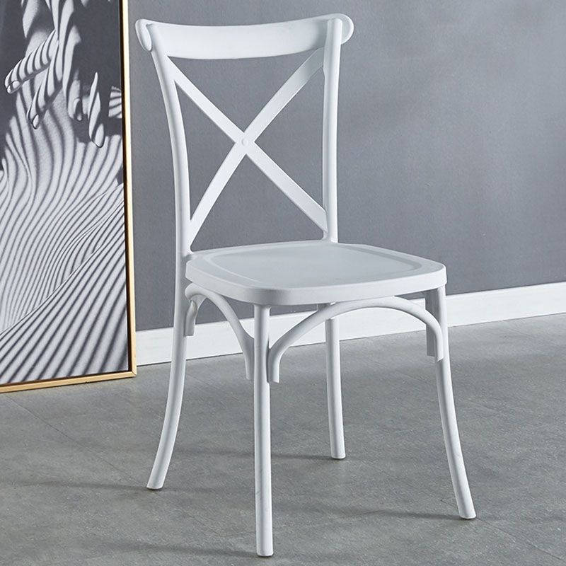 Contemporary Plastic Chair Cross Back Side Chair in Matte Finish for Home