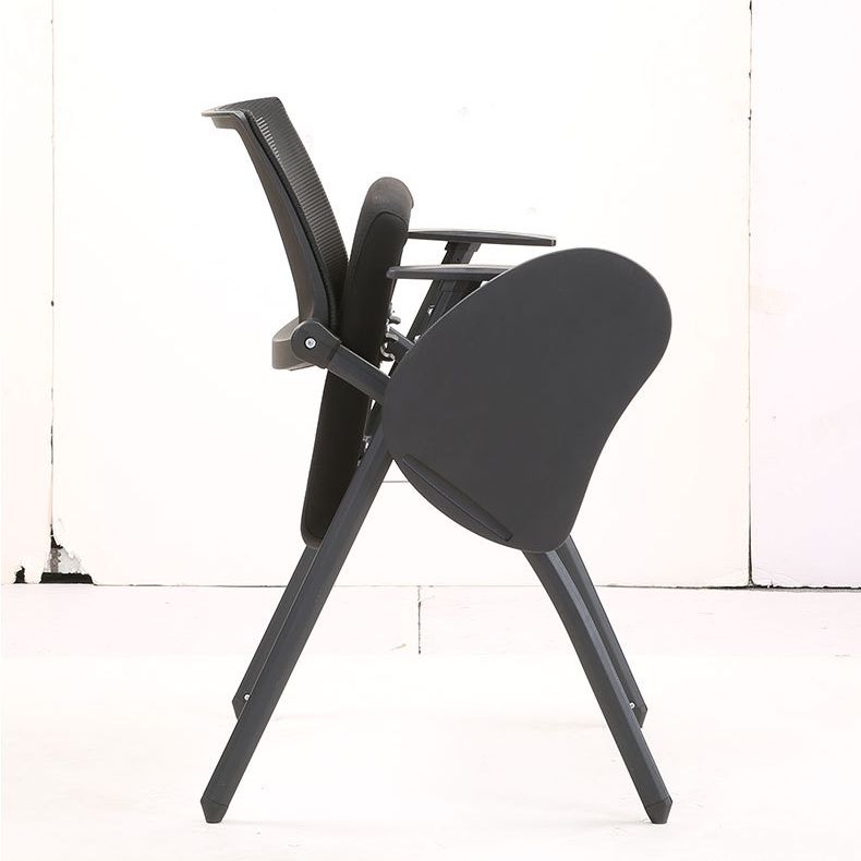 Contemporary Desk Chair Black Fixed Arms Low Back Office Chair