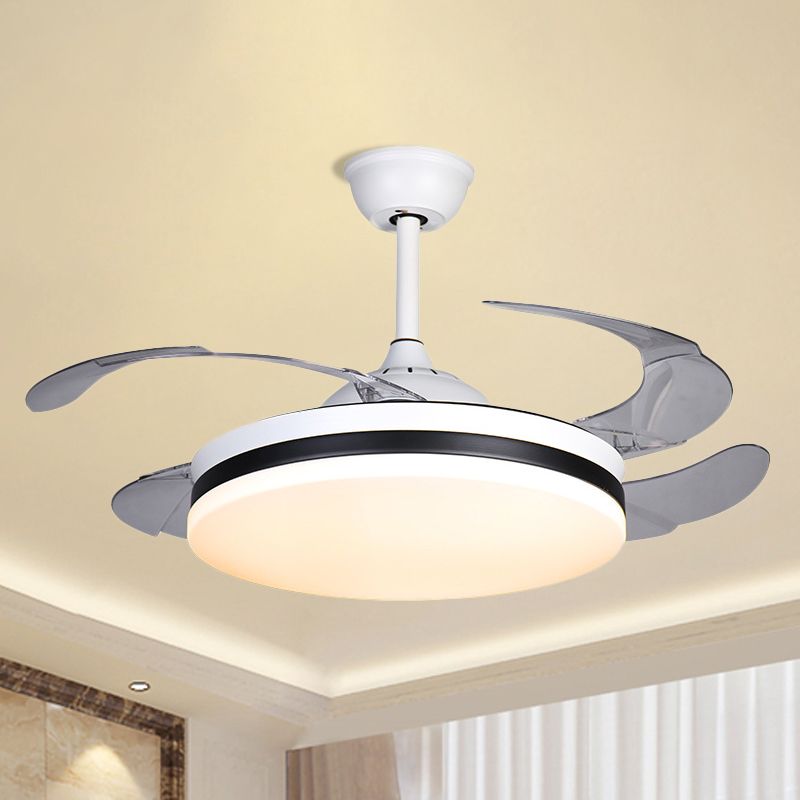 42 "de ancho de tambor blanco Semi Flush Style Nordic Acrílico 4 cuchillas LED PENDE LUZ