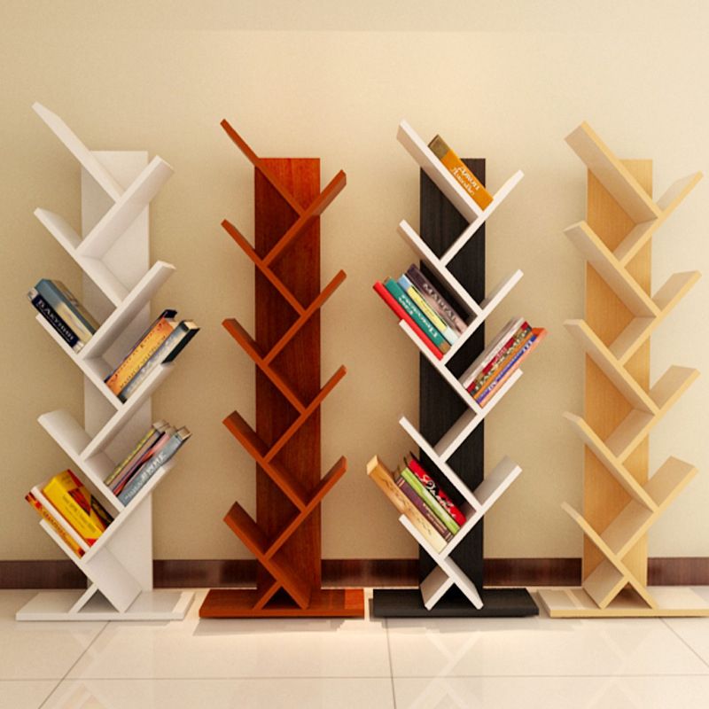 Contemporary Wood Bookcase Closed Back Bookshelf for Home Office